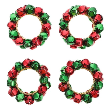 

4Pcs Christmas Small Bell Napkin Buckles Christmas Party Table Decor Supplies