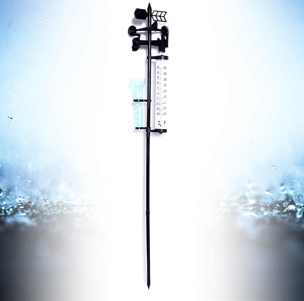 3 in 1 Weather Station Measurer Outdoor Meteorology Instrument Rain Gauge Wind Direction Meter for Outdoor Garden