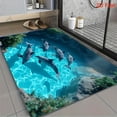 1pc Super Absorbent Bath Mat Dolphin Bay Ocean Theme Quick-Dry Non-Slip ...