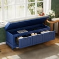 thumbnail image 2 of 44″ Storage Bench w/3 Drawers and Storage Compartment, Shoe Bench with Cushion, for Entryway Living Room Hallway Bedroom, Easy Assembled, Navy Blue, 2 of 9