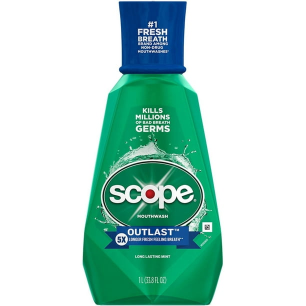 SCOPE Outlast Mouthwash, Long Lasting Mint 33.80 oz (Pack of 2