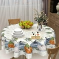 thumbnail image 6 of Fall Blue Pumpkin And Leaves Round Tablecloth 60 Inch Thanksgiving Tablecloths Autumn Harvest Table Cloth Farmhouse Rustic Polyester Cover for Holiday Kitchen Dining Party Indoor Outdoor Decor, 6 of 6