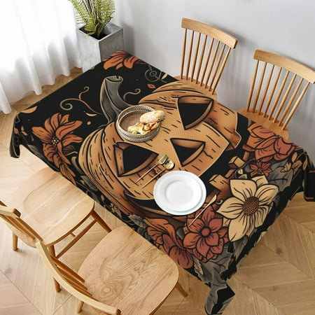 

Table Cloth Rectangle Table Pumpkin Floral Harvest Tablecloth 60 x 90 Inch Wrinkle Resistant Decorative Fabric Table Cover for Dining Party Indoor Outdoor