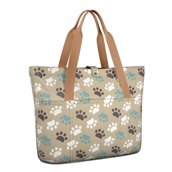Tote Bag for Women - Paw Prints Shoulder Bag - Large Utility Work Duffle Bag with Zipper Handbag for Travel, Work, Sprots