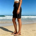 thumbnail image 7 of Bermuda Shorts for Women with Pockets Knee Length Elastic Waisted Long Shorts Casual Workout Side Tie Shorts with Pockets Dark Gray 2XL, 7 of 7