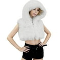thumbnail image 2 of Gpaecead Women's Short Faux Fur Jacket - Plush Pile Long Sleeve Cropped Coat White, 2 of 6