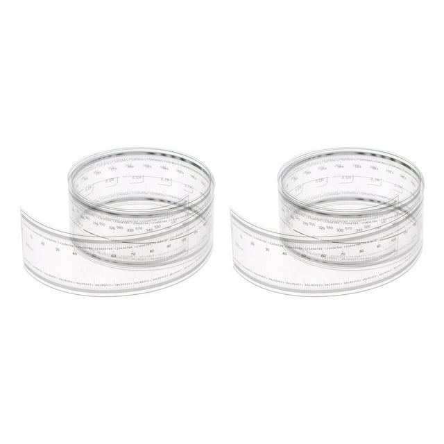 Unique Bargains 2pcs Film Flexible Ruler 60cm 0.1mm Scale with R Angle & Width Lines PET Plastic Folding Straight Ruler