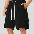 thumbnail image 2 of LIIPEE Mens Casual Shorts Summer Comfort Stylish Solid Color Stretch Elastic Waist Drawstring Shorts With Pockets Male Comfort Basketball Golf Gym Shorts,Black,M, 2 of 9