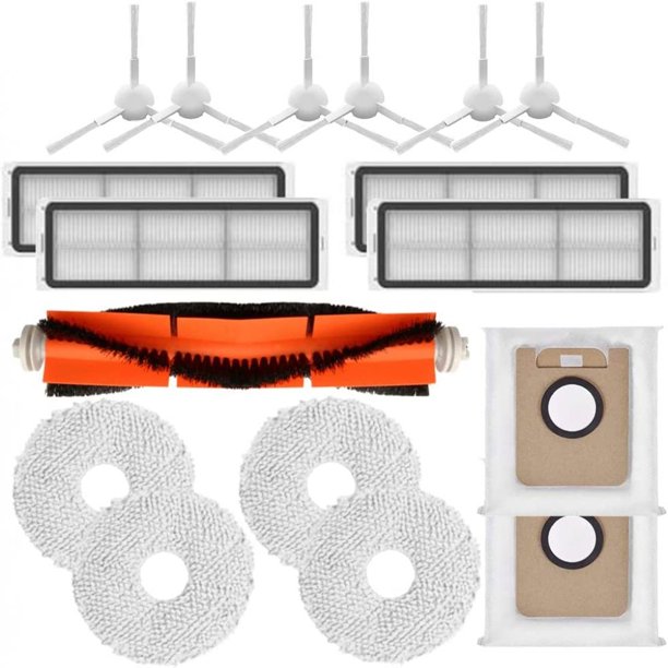 Accesorios para robot aspirador Dreame S10 S10PRO X10 W10S W10S Pro, 1 x cepillo principal, 6 x cepillos laterales, 4 x filtros, 4 x paños, 2 x bolsas para polvo para robot aspirador Dreame