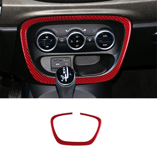 Red Carbon Fiber Climate Control Surround Panel Cover Trim for Fiat 500L 14-17