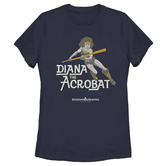 Women's Dungeons & Dragons Diana the Acrobat Pose Cartoon  Graphic Tee Navy Blue 2X Large