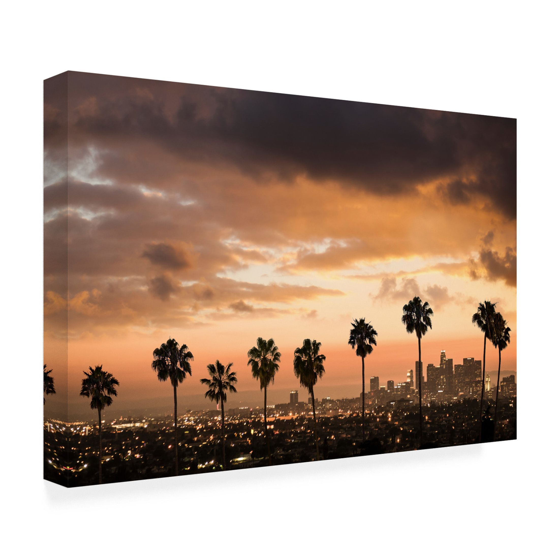 Canvas Wall Art - GS Photo 'Palm Drive Los Angeles' Wall Art for Living Room, Bedroom, or Office Décor by Trademark Fine Art - 19 x 12 Inches