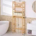 thumbnail image 5 of Over The Toilet Storage with 2 Baskets, 4-Tier Bamboo Organizer Rack with Paper Holder & 4 Hooks, Freestanding Shelf for Bathroom (Natural), 5 of 6