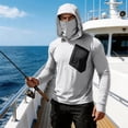 thumbnail image 5 of Nestiefly Fishing Shirts For Men Long Sleeve Sun Hoodies With Face Mask Uv Protection Cooling Hooded Rash Guard Shirt Light Gray 2XL, 5 of 5