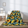 thumbnail image 2 of Fuzoiu Blue Batterflies Sunflower Print Flannel Throw Blanket,Light Weight Warm Decorative,Throw Blanket Cover for Sofa, Couch, Bedroom,Travel-80"x60", 2 of 6