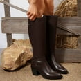 thumbnail image 2 of Brown Women Versatile Boots With Chunky Sole For Cold Weather Comfortable And Durable With Pointed Toe, 2 of 6