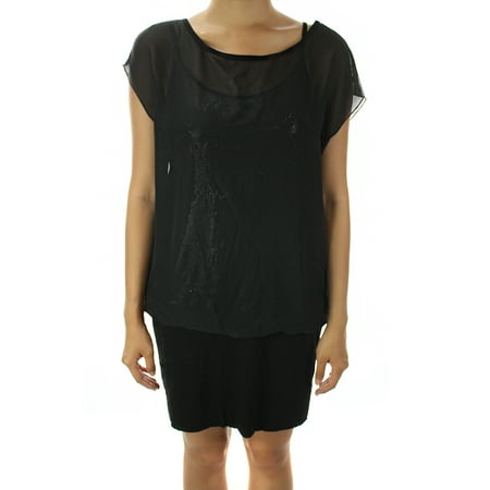 Suede Blouson - Ali & Jay Black Cap-Sleeve Melissa Layered Blouson Dress M