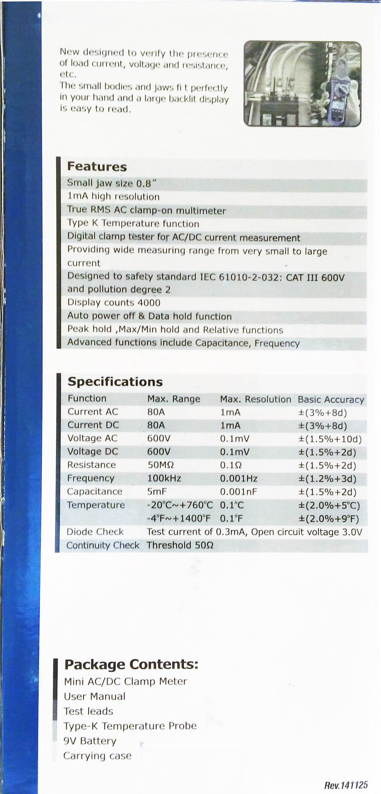 Ruby Electronics DT-338 80A / 1mA Clamp-on AC/DC Current Voltage Capacitance Frequency Resistance Temperature Meter True RMS