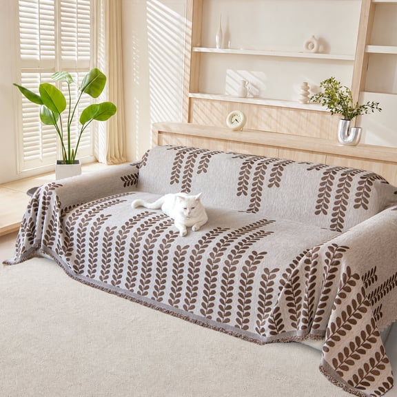 Smuge Sofa Cover Couch Cover Protector Slipcover, L Shape 3 Cushion Throw Sofa Towel Furniture Cover for Dogs Cats Home Decor (71"x 150", Light Coffee)