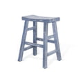 thumbnail image 3 of Rena Counter Stool Set of 2, Saddle Seat, Ocean Blue Mahogany Wood, 3 of 7