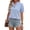 Blue, variant on Womens Summer Shirts Plaid Ruffle Blouses Frilled Collar Puff Short Sleeve V Neck Casual Vintage Checkered Tops Red M
