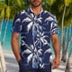 thumbnail image 2 of Mens Casual Manga Corta Botón Abajo Camisas Impresas Bolsillo Botón Turndown Cuello Top Blusa Camisa, 2 of 6