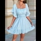 thumbnail image 5 of Vestido de Corta con Volantes de Color Liso para Mujer, Azul, Talla S, 5 of 10