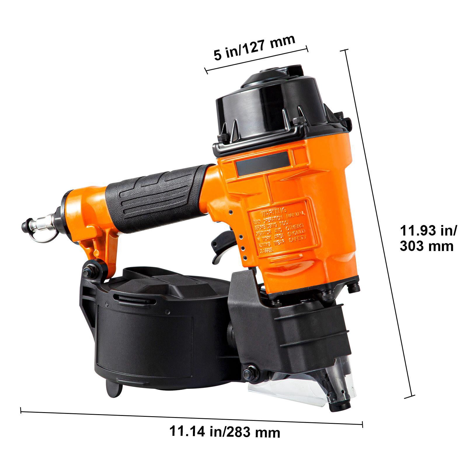 MCN55 Pneumatic Coil Nail Gun 1 to 2.25 Inch 70 120 PSI for Exterior Wall Panels Pallet Cladding Fences Patios