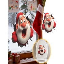 Santa Breaking Through Wall Sticker - 11.8Inch Christmas Decal, 3D Peel and Stick Wall Art for Holiday Home Decor