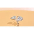 thumbnail image 3 of Romantic Adjustable Silver Plated CZ Double Heart Engagement Ring for Brides, 3 of 9