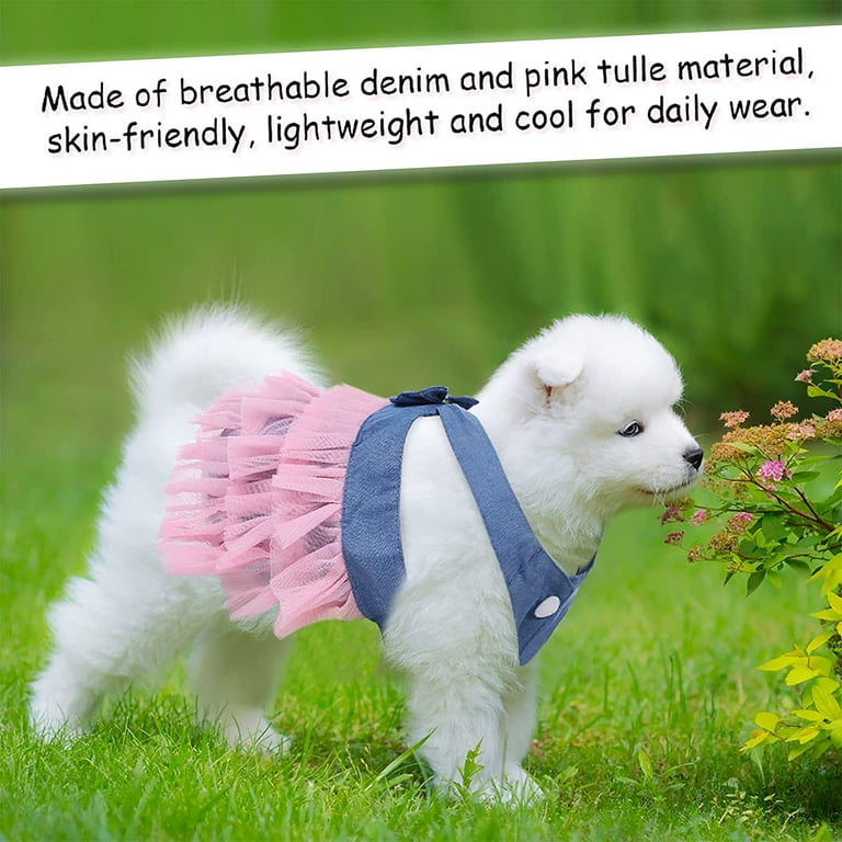 Dress Pet Puppy Bowknot Princess Skirt, Spring Summer Denim Dog