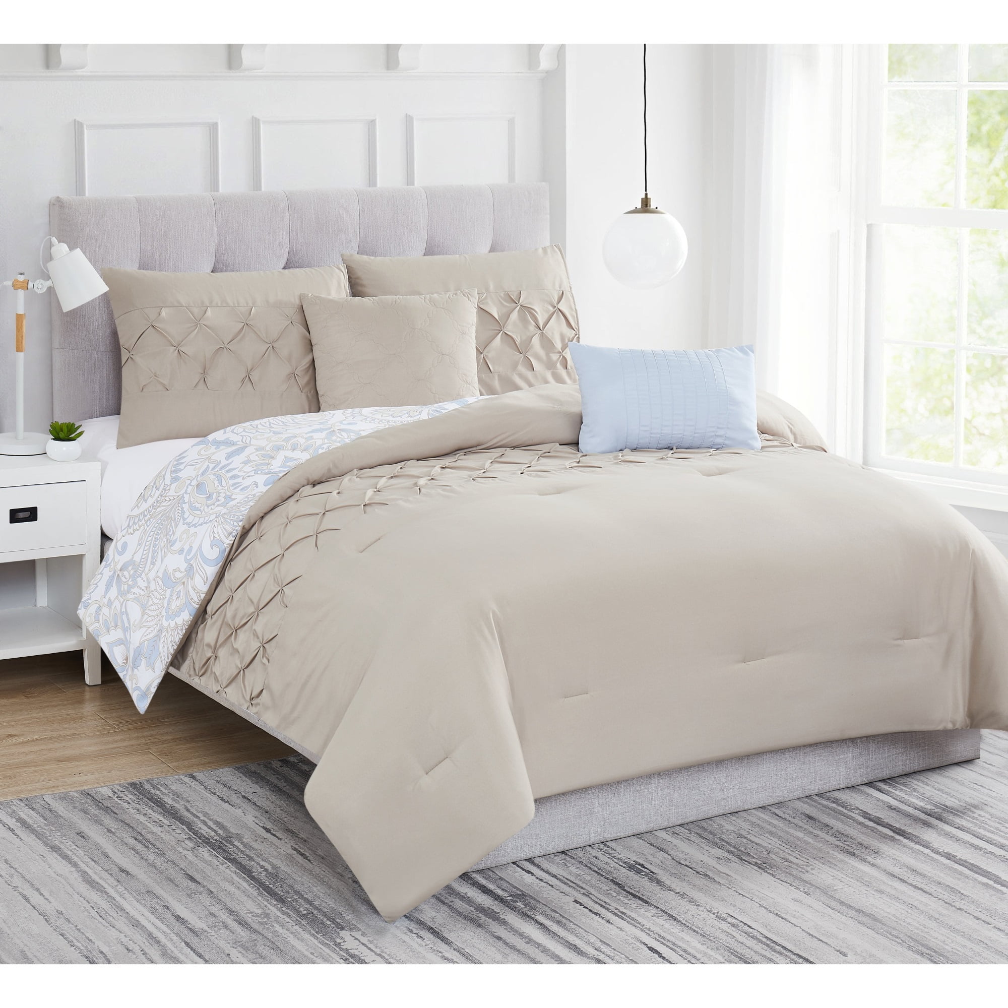 Jenna 5pc Reversible Comforter Set Queen