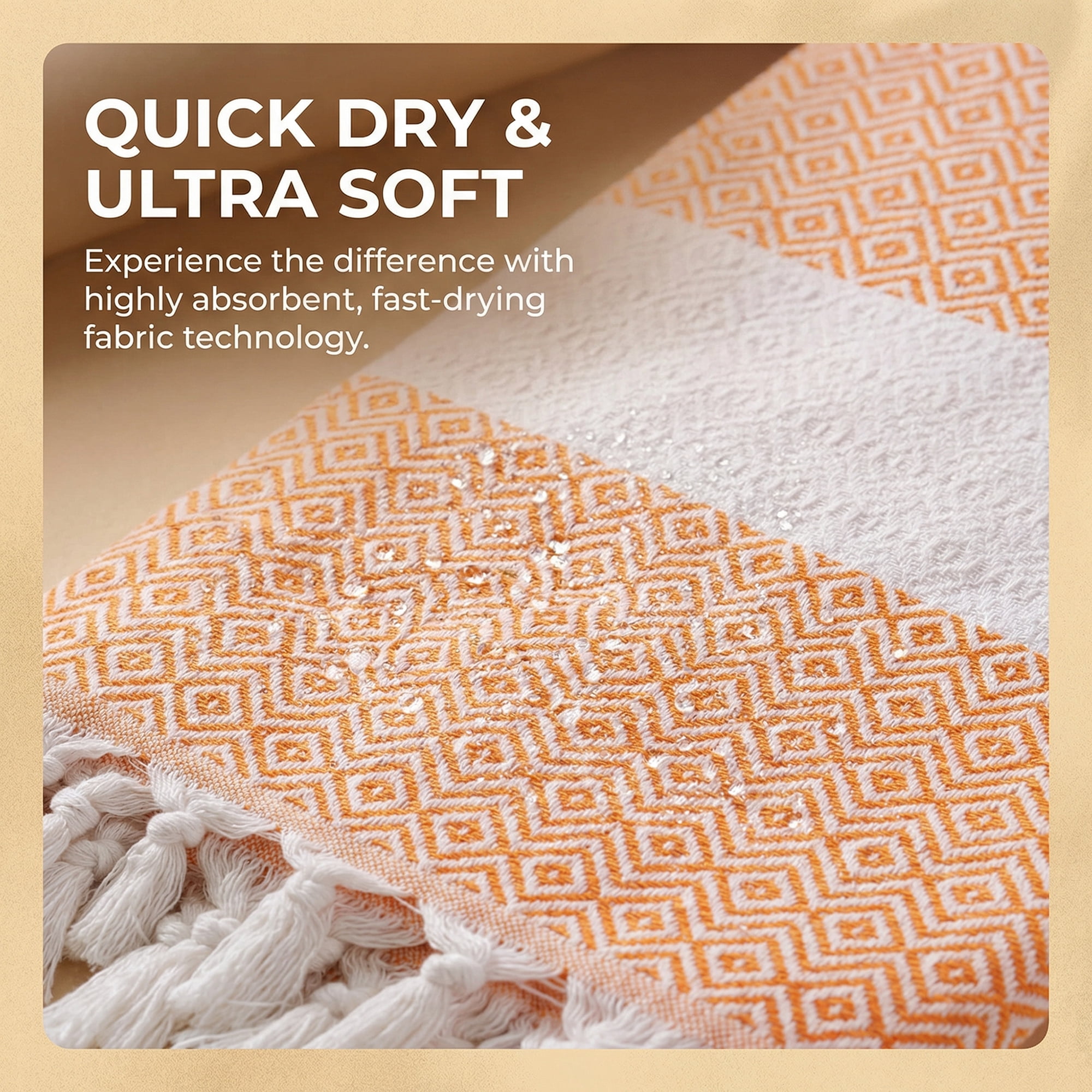 Unique Bargains Geometric Sandproof Quick Dry Turkish Towel Orange/Light Purple 71"x40"