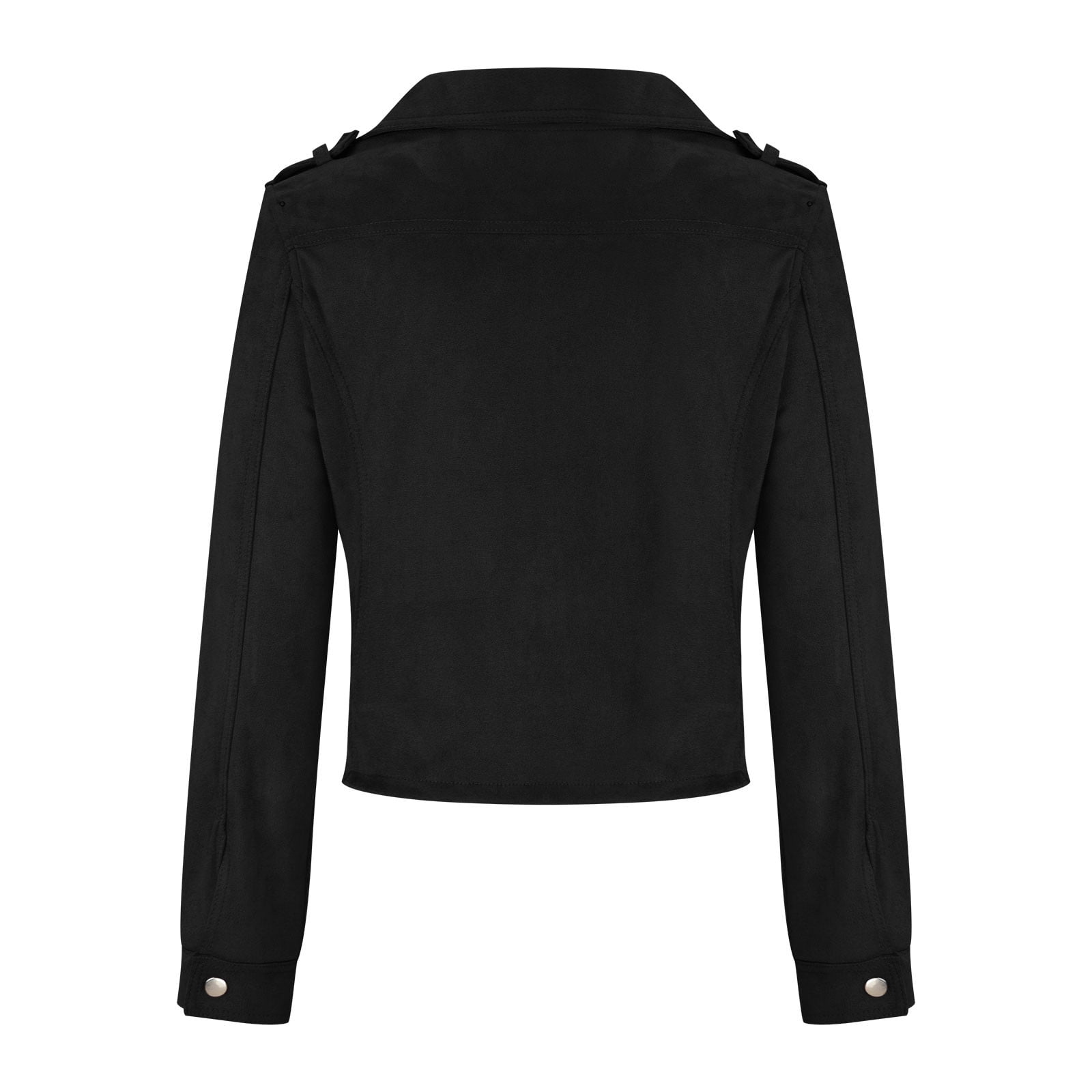 Women's Faux Suede Faux Leather Moto Jacket Slim Cropped Zipper Motorcycle Coat Long Sleeve Cardigan Short Outwear