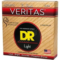 DR Strings VERITAS Uncoated Accurate Core Technology Acoustic Guitar Strings 3-Pack Light (12-54)