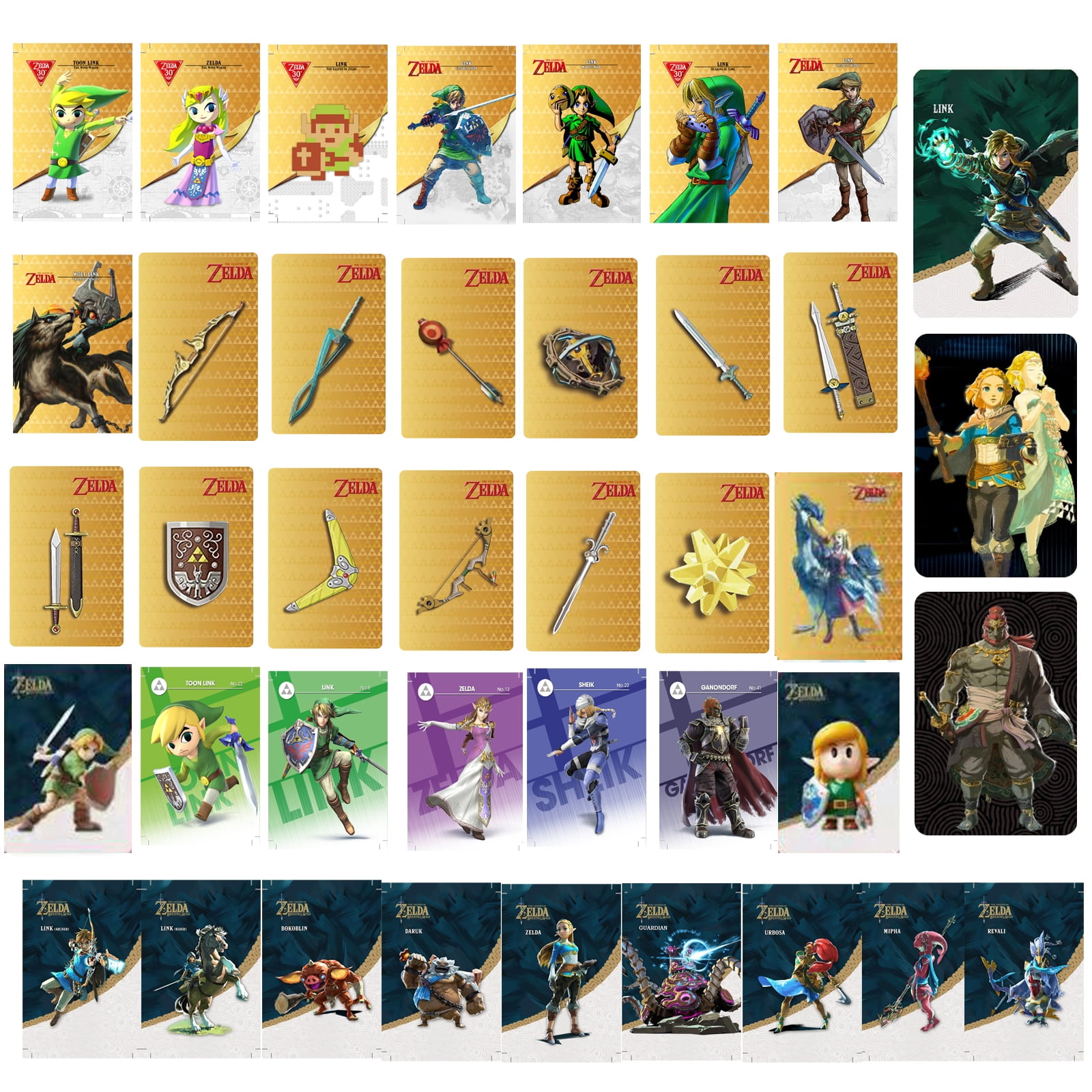 øjenvipper Taknemmelig bredde 40-Pack Zelda Series Amiibo Cards, botw link NFC Compatible Nintendo Switch  Wii U Games Breathe of The Wild and Tears of the Kingdom - Walmart.com