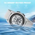thumbnail image 4 of yeacher SKMEI 1895 Ultra-Thin LED Digital Sport Watch for Men and Women, Waterproof PU Strap, Grey, Dual Time Display, Luminous Screen, Alarm Function, 12/24 Hour Format, Ideal Gift for All Occasions, 4 of 6