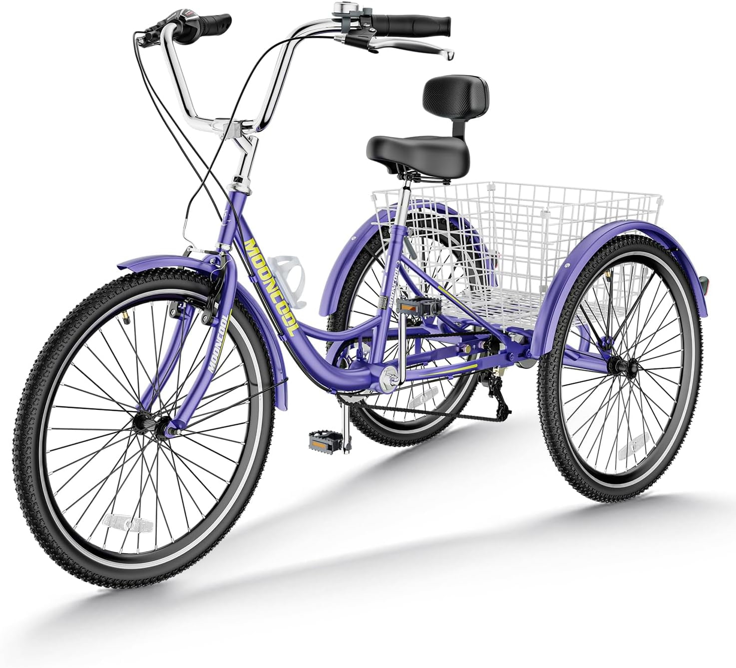 MOONCOOL Adult Tricycles 7 Speed, 16/20/24/26 inch 3 Wheel Bikes, Three-Wheeled Bicycles Cruise Trike with Shopping Basket for Seniors, Women, Men, Teenager, Kids