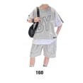 thumbnail image 4 of Jumpingount De ropa deportiva de verano a la moda con letras, Jersey, camiseta de manga corta con retazos, ropa de calle, trajes para niños conjuntos de ropa Gris ciento sesenta, 4 of 6