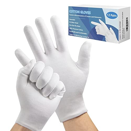 White Gloves, 7 Pairs Thicken Cotton Gloves, Moisturizing Gloves