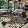thumbnail image 6 of KUETH 6'x 9' Outdoor Rug Plastic Waterproof Outside Foldable Flower Mat UV Resistant Patio RV Deck Carpet,BLACK BEIGE, 6 of 6