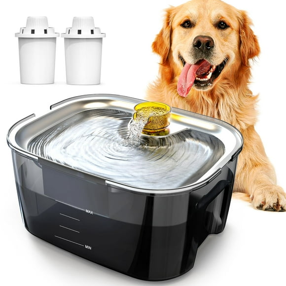 lesotc Dog Water Fountain Stainless Steel, 2.6 Gallon/10L Pet Water Fountain Cat Water Fountain Dog Water Bowl Dispenser for Large Dogs & Multi Pets, Ultra-Quiet, Smart Pump, Easy to C