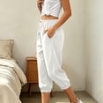 thumbnail image 4 of Women's Jogger Pants Side Pockets Baeitkot Women's Fashion Casual Solid Color Loose Elastic Waist Cropped Jogger Pants Side Pockets White XXL, 4 of 8