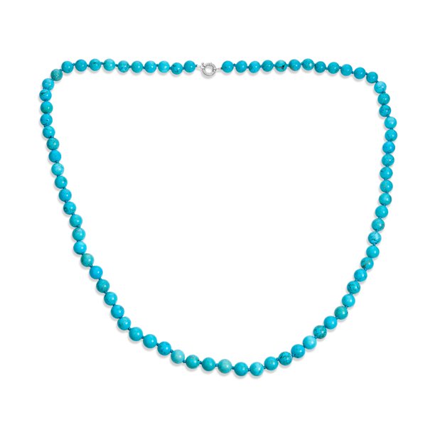 Bling Jewelry 925 Sterling Silver 10mm Simulated Turquoise Bead Long