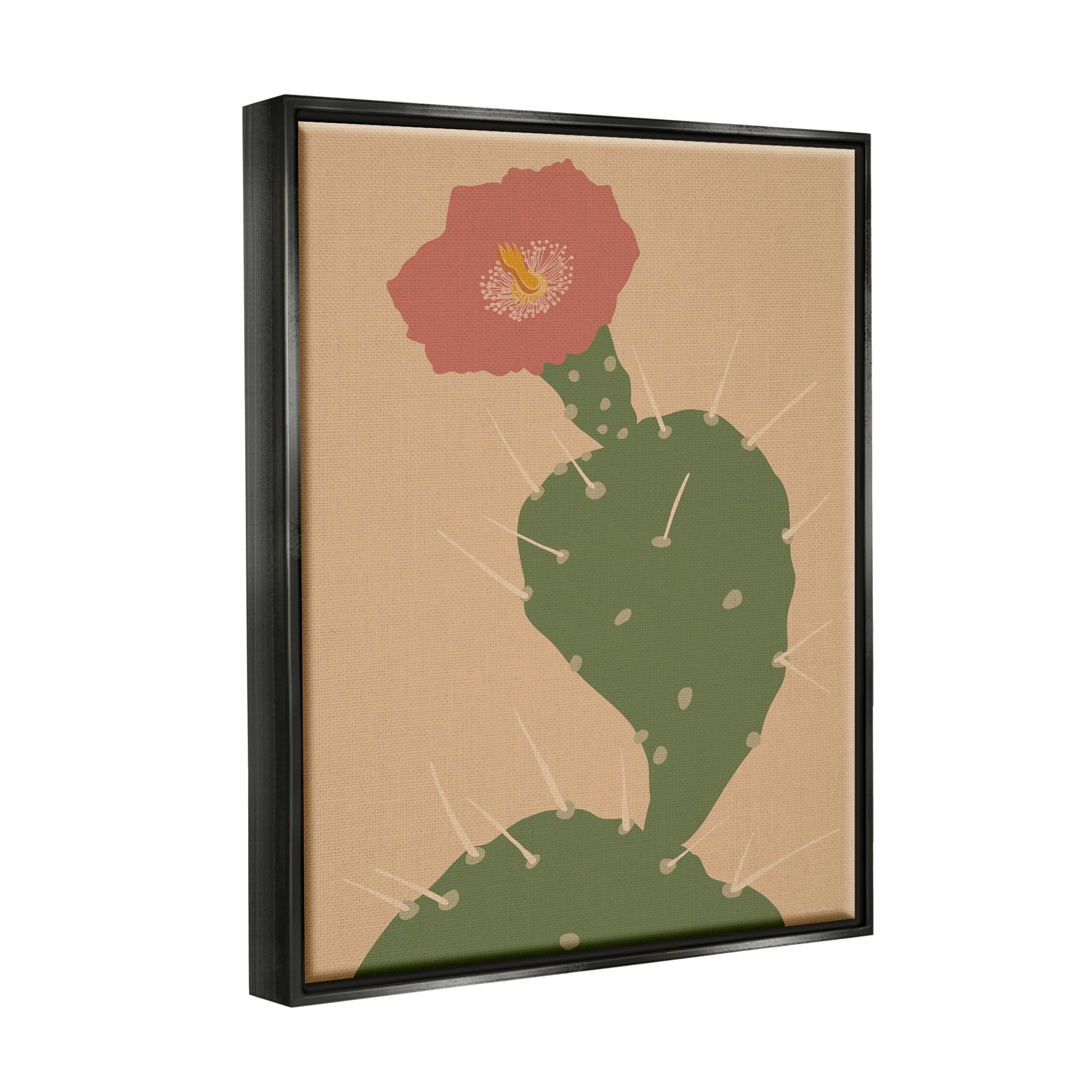 Stupell Industries Prickly Boho Cactus Flower Modern Pictorial Plant Graphic Art Jet Black Floating Framed Canvas Print Wall Art, Design by Kamdon Kreations