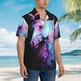 thumbnail image 3 of Sikiie Rainbow Spotted White Horse Print Men's Hawaiian Shirt, Summer Beach Button Pocket Short Sleeve T-Shirt,3X-Large, 3 of 7