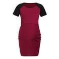 thumbnail image 5 of ZTTD Women's Maternity Short Sleeve Round Neck Dress Nursing Nightgown Breastfeeding Nightshirt Sleepwear Mid-length Dress, Sizes S-L, 5 of 9