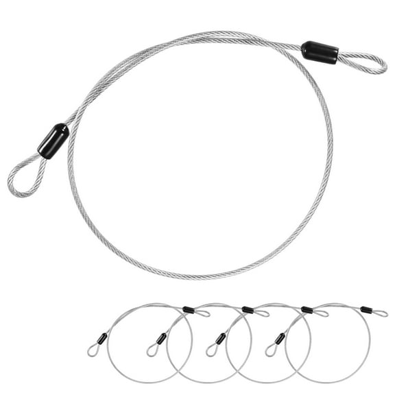 Uxcell 5-Pack Security Cable Lock, 2FT 3mm Coated Stainless Steel Luggage Lock Wire Rope Cut-Resistant Braided Steel Cable [Transparent]