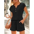 thumbnail image 2 of Gleelaud New Summer Women's 2-Piece Set V-Neck Button Top & Pocketed Drawstring Shorts for Home & Outdoor, 2 of 6