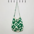 thumbnail image 2 of Bolso de hombro tejido con flores, bolso de mano para mujer, bolso de viaje de gran capacidad (verde), 2 of 8